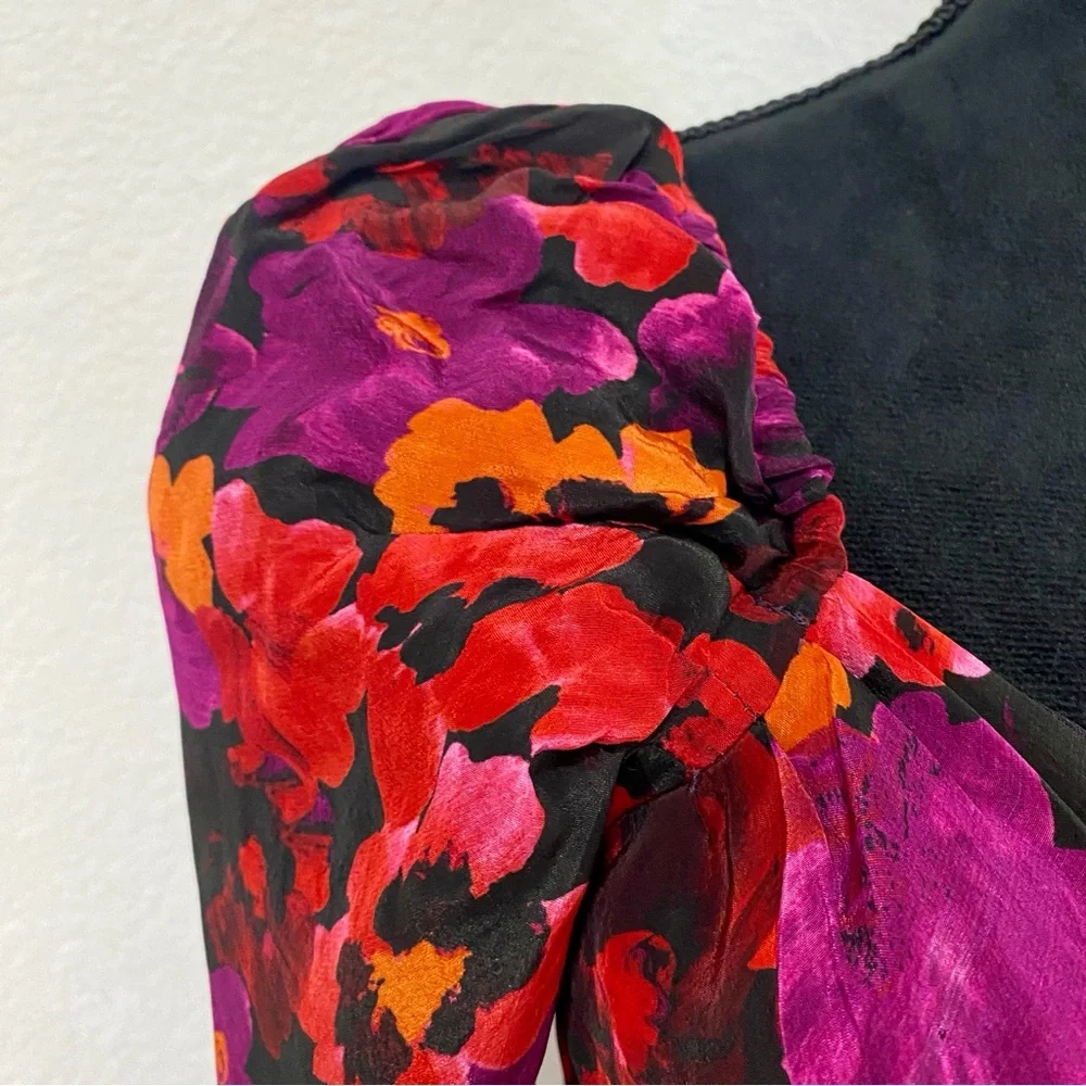 SAYLOR Alouette Red Floral Dress‎ Ruffle Details Size Med Viscose Mini
